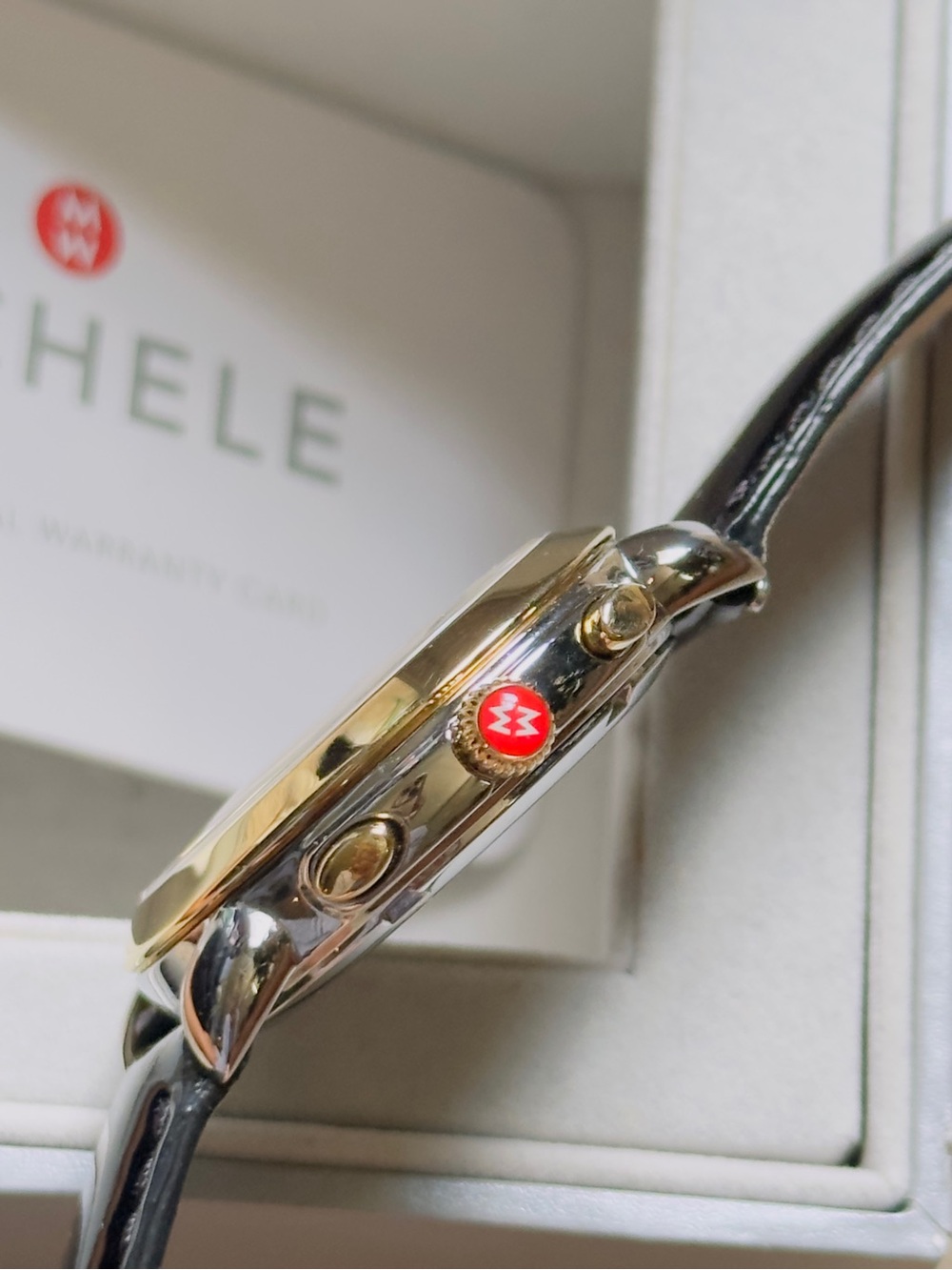 ✨Michele✨ Gold Tone Watch w/ DIAMOND Dial - Picture 4 of 15